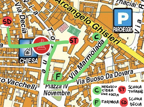 mappa percorso linea verde