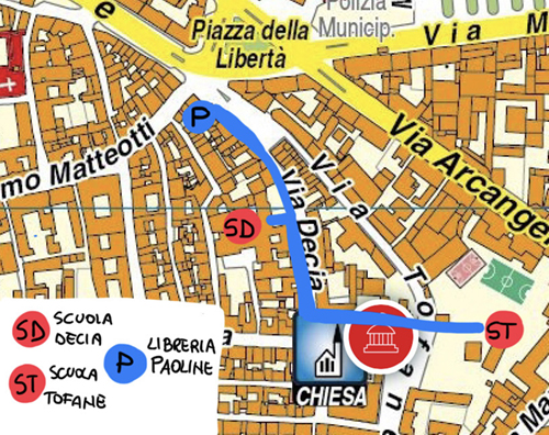 mappa percorso linea azzurra